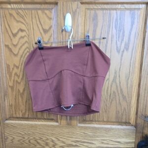 A New Day Brown Asymmetrical Crop Top
